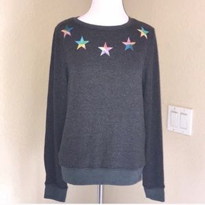 WILDFOX Grey Star Fuzzy Cozy Sweater S